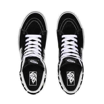 Vans Logo Repeat Sk8-Hi - Kadın Bilekli Ayakkabı (Siyah)